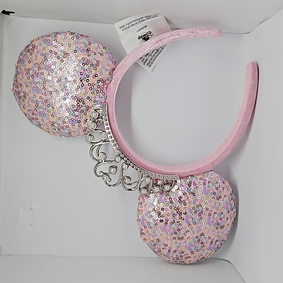 Disney Accessories - 2022 Disney Parks Pink Sequin Princess Tiara Minnie Mouse Ears Headband
